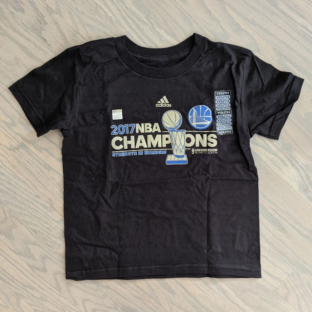 NWT adidas Black Golden State Warriors 2017 NBA Finals Champions, Black, Kid 5/6